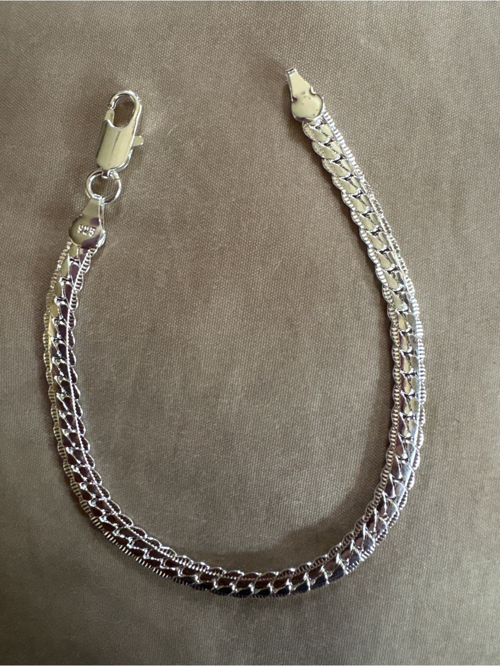 Solid Sterling Silver Cuban link Bracelet 7.5 inch - Picture 3 of 4